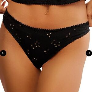 Free People Black Eyelet Homegrown Thong